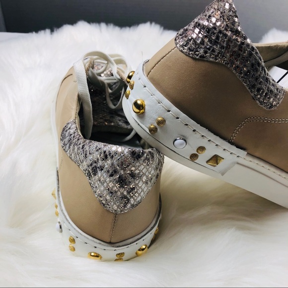 Piampiani Italy Cream Sneakers Size 6 Studded - Picture 7 of 8